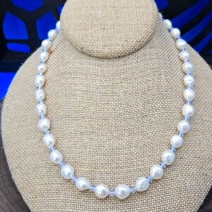 Pearl Freshwater Blue Crystal Necklace